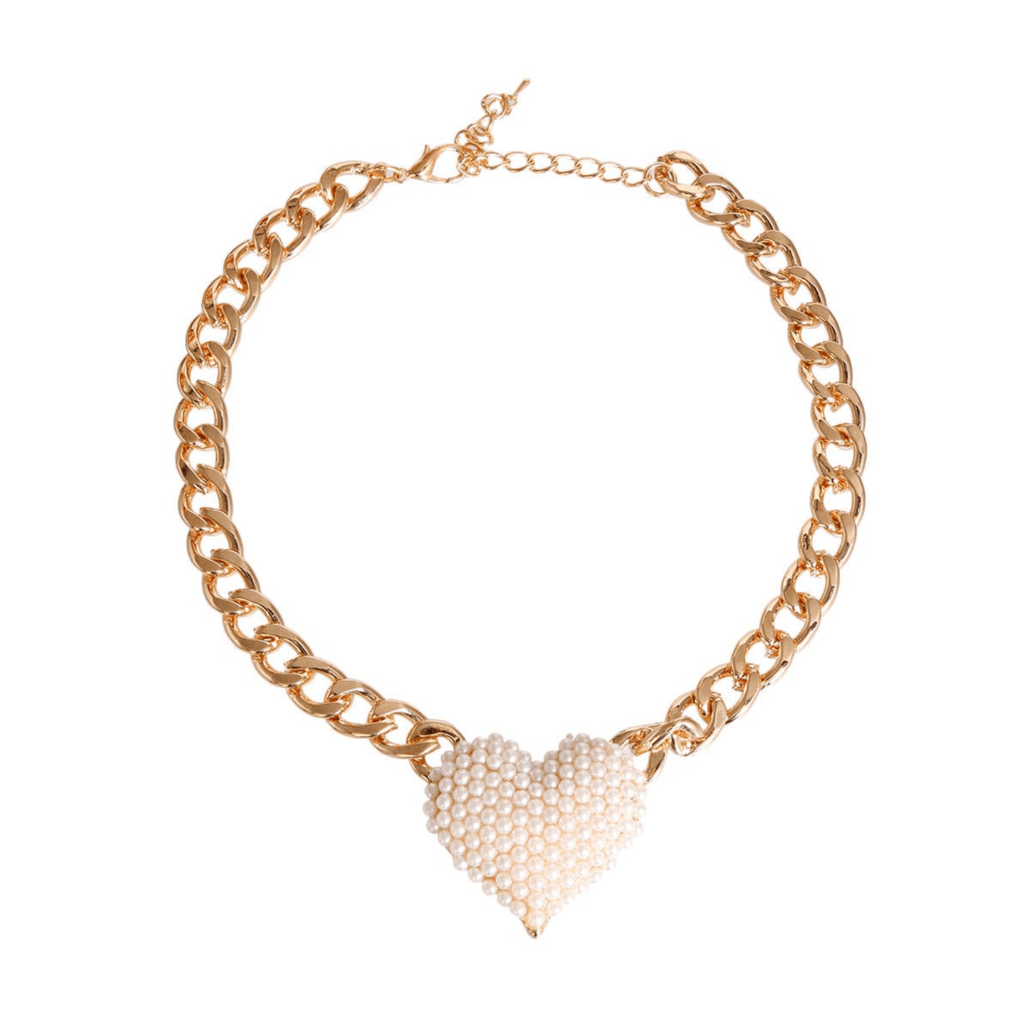 Elegant Gold Chain with Cream Pearl Heart Pendant