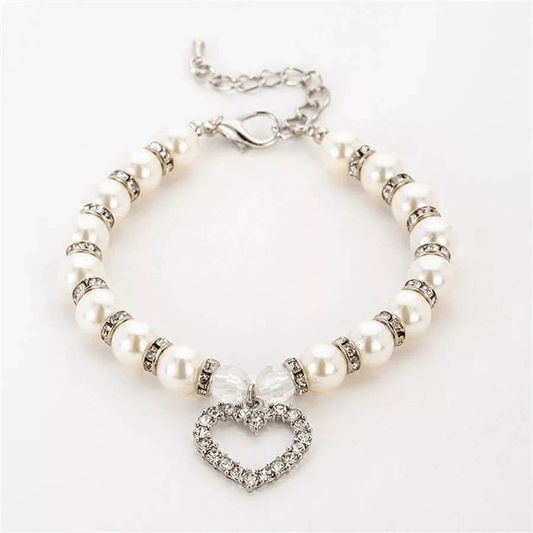 Elegant Heart and Pearl Crystal Necklace