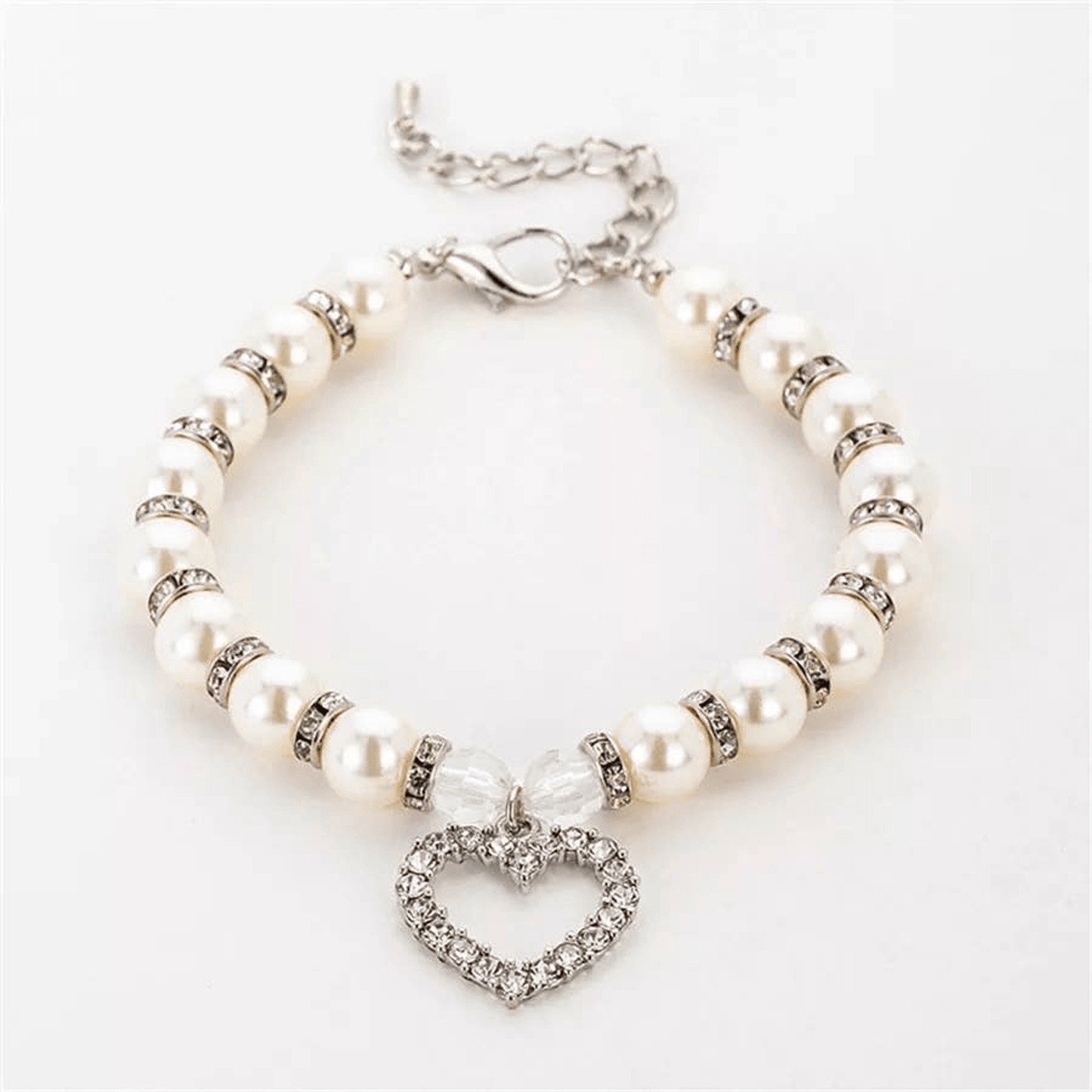Elegant Heart and Pearl Crystal Necklace