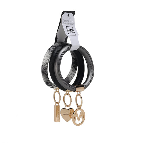 Jasmine Vegan Leather Women Bangle Wristlet Keychain set