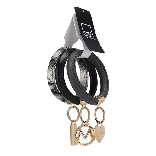 Jasmine Vegan Leather Women Bangle Wristlet Keychain set