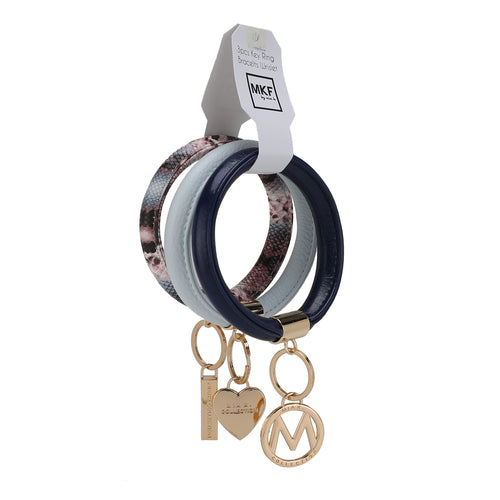 Jasmine Vegan Leather Women Bangle Wristlet Keychain set